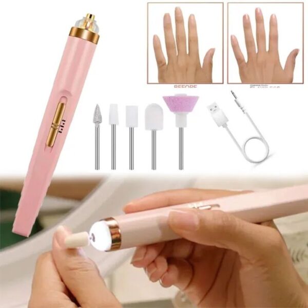 Rechargeable Flawless Salon Nail Finishing Touch Electric Nail Drill Bits File Tool Set Nail Filer Bits File Tool Set, Nail Polish Remover Machine - Image 2