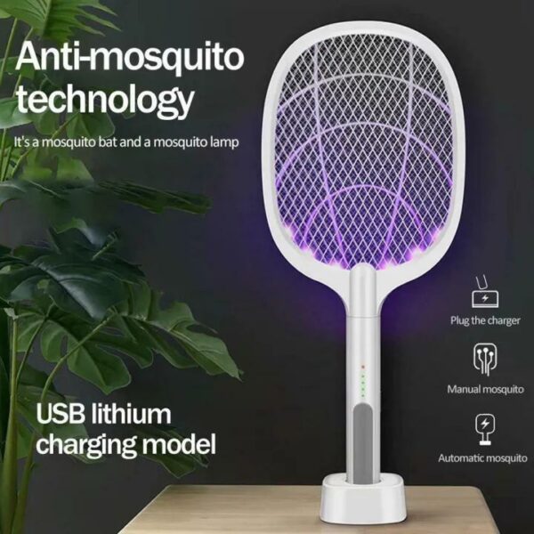 Electric Fly Swatter Operated Hand Mosquito Bug Insects Killer Anti Mosquito Racket - Image 2