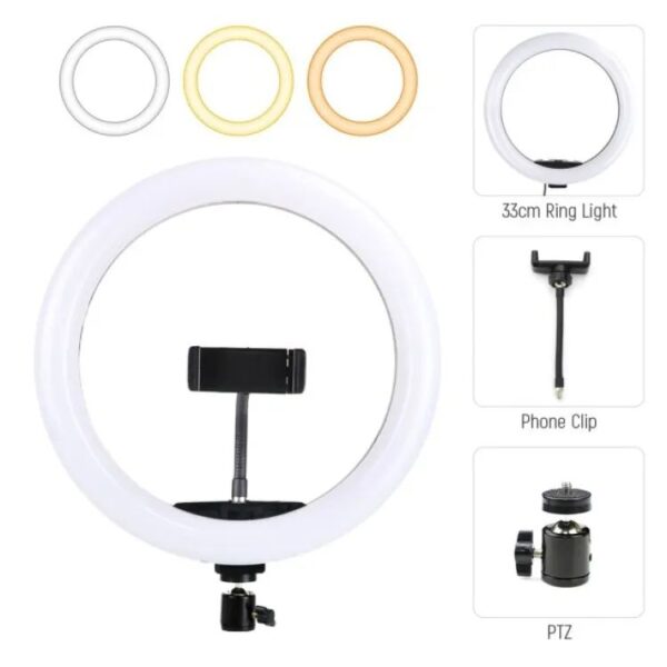 26 CM selfie LED Ring Light With Ball Head Mobile Holder 3 Colour Brightness with Dimm full option - Image 3