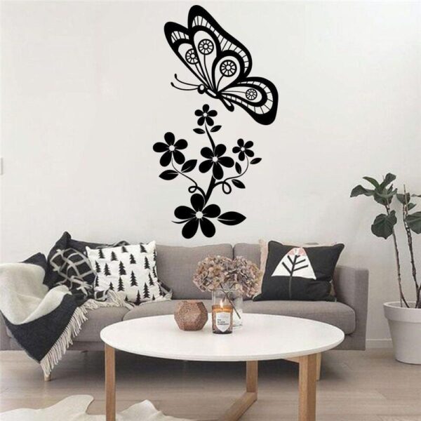 Flowers Plants Butterfly Vinyl Wall Decor Sticker - Image 2