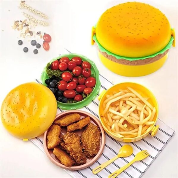 kids Lunch box tiffin box for school burger shaped meal it box large lunch box - Image 3